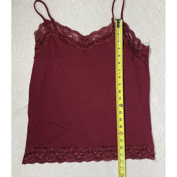 Van Heusen Women's Sz Lg Lace Trim Cami Wine Red Stretch Tank Top WhimsiGoth - Picture 4 of 4